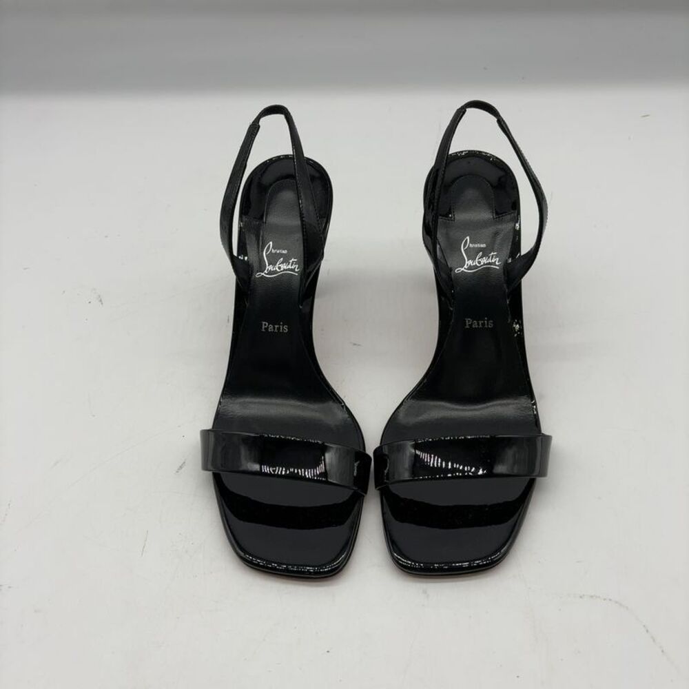 Christian Louboutin Condora Patent Black Heel Slingback Sandal